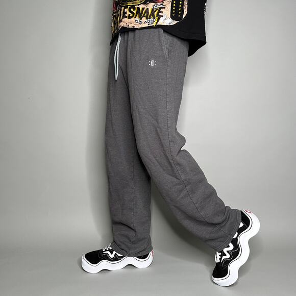 Champion Sweatpants Iron Grey Cotton Embroidered C Logo Relaxed Fit - Picture 1 of 4